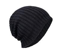 IQYU Bonnet de course en laine mérinos pour homme et femme (unisexe) | Bonnet en jersey | Bonnet d'hiver en coton | Doux et chaud | Bonnet de course | Bonnet thermique de sport en tricot, Marine,