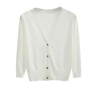 IQYU Cardigan léger pour femme - Été fin et court - Cardigans à manches 3/4 - Vêtements de sport - Protection solaire - Été - Ouvert - Haut respirant - Avec boutons - Col en V - Vêtement de détente,