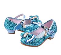 IQYU Chaussures de princesse pour fille - Avec perles et strass - Bowknot - Élégantes - Chaussures simples - Chaussures en cristal - Antidérapantes - Sandales d'été performantes, bleu, 30 EU