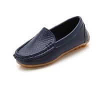 IQYU Hallen Chaussures de sport souples pour jeunes enfants et filles à enfiler avec robe, chaussures plates, chaussures de bateau, chaussures de loisirs, chaussures d'intérieur pour femme, Marine,