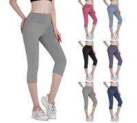 IQYU Pantalon de course 3/4 pour femme - Pantalon de survêtement léger - Pantalon d'été 7/8 avec poches - Pantalon de loisirs confortable - Pantalon de pyjama taille haute - Pantalon de jogging -