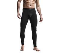 IQYU Pantalon thermique long pour homme - Pantalon thermique pour homme - Doublure d'hiver - Caleçon thermique long - Sous-vêtement de ski chaud - Legging thermique, Noir , L