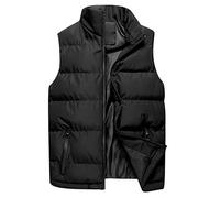 IQYU Puffer Gilet pour homme noir | Gilet d'extérieur softshell doudoune chaude veste matelassée sans manches veste d'hiver veste demi-saison pour homme gilets d'extérieur gilet de travail veste sans