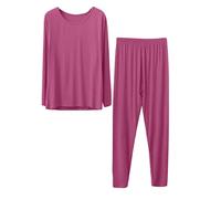 IQYU Pyjama long pour femme - Grandes tailles - Sous-vêtements thermiques pour femme en laine mérinos extra chaud - Sous-vêtements fonctionnels extra chauds - Haut surdimensionné + caleçon thermique -