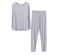 IQYU Pyjama long pour femme - Grandes tailles - Sous-vêtements thermiques pour femme en laine mérinos extra chaud - Sous-vêtements fonctionnels extra chauds - Haut surdimensionné + caleçon thermique -