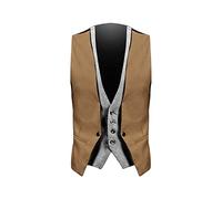 IQYU Veste de costume sans manches pour homme, gilets de costume pour homme à une boutonnage, gilet pour homme faux en deux pièces, veste de saison sans manches, gilets pour homme automne et hiver,
