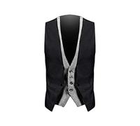 IQYU Veste de costume sans manches pour homme, gilets de costume pour homme à une boutonnage, gilet pour homme faux en deux pièces, veste de saison sans manches, gilets pour homme automne et hiver,