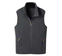 IQYU Veste d'hiver en velours d'agneau à col montant pour homme - Veste douce et chaude à fermeture éclair avec poches - Gilet d'hiver en polaire sans manches - Léger - Gilet réversible en polaire