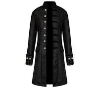 IQYU Veste pour homme décontractée Halloween vintage boutons chaud hiver queue-de-morue steampunk gothique redingote rétro pardessus mode décontracté Cosplay Praty Costume Outwear Couleur unie Grande