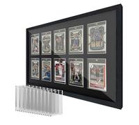 iRahmen Présentoir de cartes à collectionner - Couverture en verre trempé et cadre en bois - Support mural pour cartes de sport - Pour 10 cartes de baseball, Pokémon, baseball, basket-ball, football