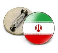 Iran Broche Broches 2 Pièces Pays Drapeau Épinglettes Temps Broche Iran Rond Vintage Métal Badges Pour Hommes