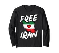 Iran Libre | Amour pour la Paix Entre Les Perses et Les Iraniens | Carte de l'Iran en cœur Manche Longue
