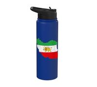 Iran Map with Lion and Sun Emblem, Vintage Persian Heritage Stainless Steel Insulated Water Bottle