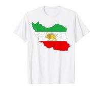 Iran Map with Lion and Sun Emblem, Vintage Persian Heritage T-Shirt Graphique avec Valeur, Homme, Blanc, XL