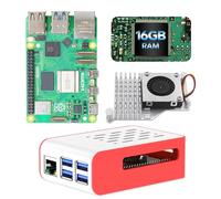 iRasptek Basic Kit for Raspberry Pi 5 avec boîtier Rouge et Blanc et radiateur Actif (16GB)