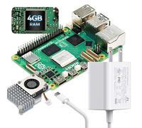 iRasptek Kit de démarrage basique pour Raspberry Pi 5 4 Go de RAM - Comprend une carte de 4 Go, une alimentation PD 27 W et un refroidisseur actif