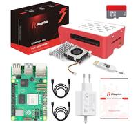 iRasptek Starter Kit for Raspberry Pi 5 4Go - Édition OS-Bookworm de 64Go préinstallée (boîtier Rouge et Blanc)