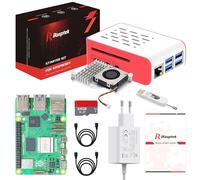 iRasptek Starter Kit for Raspberry Pi 5 de démarrage 16Go - Édition OS-Bookworm de 64Go préinstallée (boîtier Rouge et Blanc)