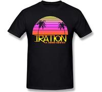 Irat-ION T-Shirts Men's Tops Short-Sleeve Crewneck Cotton Tees Black Manches Courtes(3X-Large)