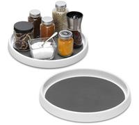 Irayin 2 Pièces Plateau Tournant Epices, Lazy Susan Plateau Tournant Cuisine Rotatif 360°, Plateau Tournantl de Rangement Multifonctionnel pour Epices, Cosmétique, Fruit - 25cm