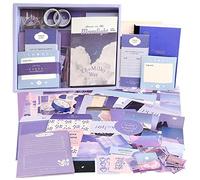 Irayin Kit d'accessoires de Scrapbooking de 155 Pièces, Esthétique Bullet Journal Scrapbook Kit avec A6 Grille Carnet, Autocollants de scrapbooking - Cadeau DIY pour Filles et Femmes (Clair de Lune)