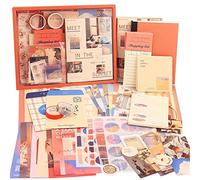 Irayin Kit d'accessoires de Scrapbooking de 155 Pièces, Esthétique Bullet Journal Scrapbook Kit avec A6 Grille Carnet, Autocollants de scrapbooking - Cadeau DIY pour Filles et Femmes (Ciel)
