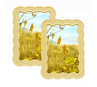 irbaniland Lot de 2 cadres photo en forme de vague - Bords ondulés - Style vintage festonné - Style rustique - À suspendre au mur - Décoration d'intérieur - Galerie de photos - 10 x 15 cm