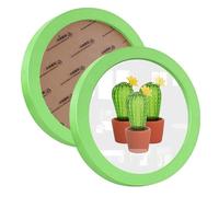 irbaniland Lot de 2 cadres photo ronds blancs et noirs pour montage mural ou sur table - Cadre photo circulaire pour cuisine, galerie de mariage - Cadre rond (vert, 15,2 x 15,2 cm)