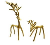 IRCKONCI Lot De 2 Statues De Rennes, Ornements De Table Décoratifs Modernes De Style Européen, Figurines De Noël for Cheminée, Salon, Chambre, Décoration Intérieure(Gold)