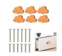 IRCKONCI Lot De 6 Boutons En Bois En Forme De Nuages, Poignées De Placard En Bois Avec Vis, Crochet For Sac, for Meubles De Chambre D'enfant, Placard, Porte De Placard, Commode, Tiroirs