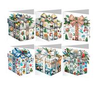 IRCKONCI Lot De 6 Cartes Noël À Faire Soi-même, Pliables, Faites La Main, Idéales for Les Fêtes, Anniversaires, Fin D'année, Etc(HK-13)