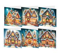 IRCKONCI Lot De 6 Cartes Noël À Faire Soi-même, Pliables, Faites La Main, Idéales for Les Fêtes, Anniversaires, Fin D'année, Etc(HK-37)