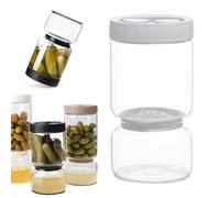 IRCKONCI Pickles Flip Pickle Hourglass Jar, Récipient À Cornichons Avec Double Preuve De Fuite, Pot Séparateur De Liquide D'olives, for Cornichons, Tomates, Oignons Et Artichauts(White)