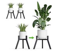 IRCPEN Support Plantes Interieur Réglable Lot De 2 | Couleur Noire,Convient À 90% Des Pots De Fleurs,Structure Solide,Idéal Pour L'intérieur Et L'extérieur