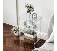 IRCPEN Table D'appoint Verre Transparent Bout De Canape | Table De Chevet Verre,Rend La Pièce Plus Claire Et Aérée,Convient Au Salon Et À La Chambre