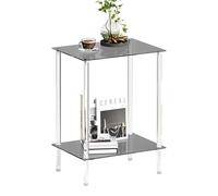 IRCPEN Table D'appoint Verre Transparent Bout De Canape | Table De Chevet Verre,Rend La Pièce Plus Claire Et Aérée,Convient Au Salon Et À La Chambre