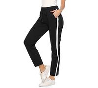 Irdcomps Pantalon de Sport Femme Coton Pantalon Jogging Pantalon de Survêtement Pants Trop Grand avec Poches Bande Pantalon de Loisirs pour Running Fitness Training Yoga Noir L