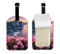 Ireland Outdoors County Clare The Cliffs Étiquette de bagage en cuir avec protection de l'intimité - Étiquette de sac de voyage souple, étiquette d'identification personnalisée élégante pour valises