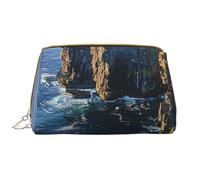 Ireland Outdoors County Clare The Cliffs Grande trousse de maquillage de voyage en cuir PVC avec fermeture éclair, blanc, Taille unique, Trousse de maquillage