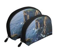 Ireland Outdoors County Clare The Cliffs Lot de 2 trousses de maquillage portables pour femmes et filles, blanc, Taille unique, Trousse de maquillage