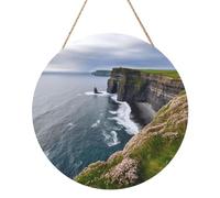 Ireland Outdoors County Clare The Cliffs Panneau en bois rond 30,5 cm Plaque à suspendre rustique Décoration murale avec corde