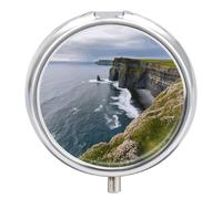 Ireland Outdoors County Clare The Cliffs Pilulier rond portable à 3 compartiments pour vitamines et organisateur décoratif en métal