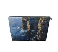 Ireland Outdoors County Clare The Cliffs Trousse de toilette de voyage avec fermeture éclair dorée pour femmes, mamans et filles, Argenté., One Size, Trousse de toilette