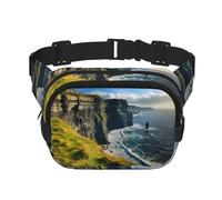 Ireland Outdoors Sac banane tendance avec imprimé Clare The Cliffs pour femme pour voyage, course à pied, noir, One Size