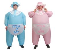 IRETG Costume de sumo gonflable pour bébé pour adultes - Costume gonflable amusant pour fête de révélation du sexe de bébé (bleu et rose)