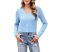 Irevial Boléro Femme Tricoté Cardigan à Manches Longues Gilet Ajouré Chic et Élégant pour Mariage et Soirée Veste Légère Printemps Automne