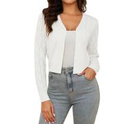 Irevial Boléro Femme Tricoté Cardigan à Manches Longues Gilet Ajouré Chic et Élégant pour Mariage et Soirée Veste Légère Printemps Automne