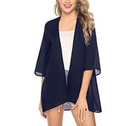 Irevial Cardigan D'été Femme Manches 3/4 Boléro élégant en Mousseline de Soie Kimono Châle Chic pour Femme
