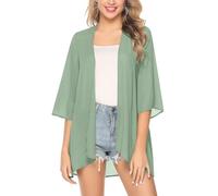 Irevial Cardigan D'été Femme Manches 3/4 Boléro élégant en Mousseline de Soie Kimono Châle Chic pour Femme