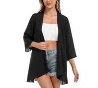 Irevial Cardigan D'été Femme Manches 3/4 Boléro élégant en Mousseline de Soie Kimono Châle Chic pour Femme